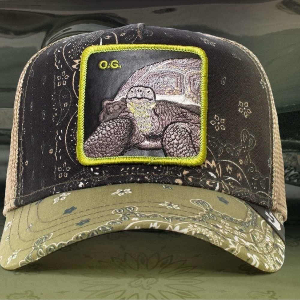 NWT THE OG Goorin Bros. Black bandana  tortoise Patch trucker hat